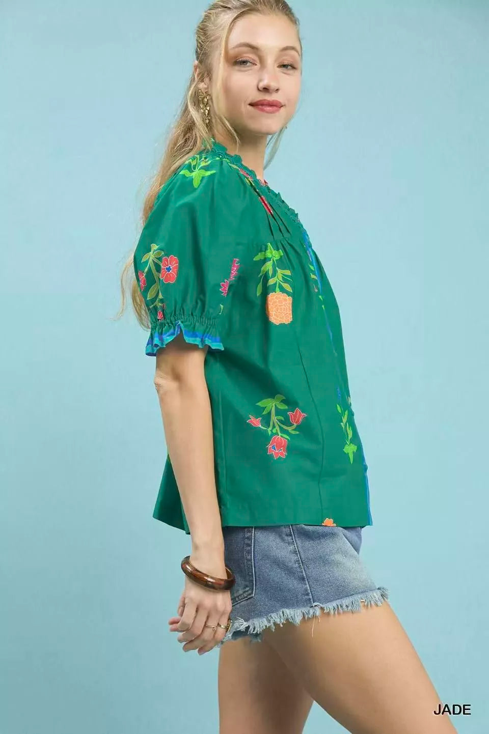 umgee petal parade Umgee Petal Parade Print Button-down Blouse view 2 (top) - shop at us.meeeshop