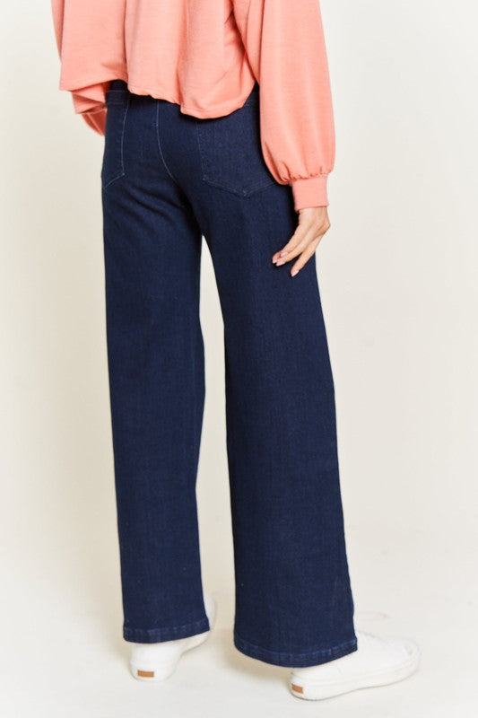 Jade By Jane Plus High Waisted Button Wide Leg Jeans | us.meeeshop