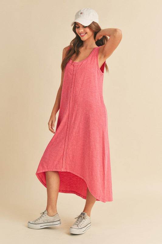 Aemi + Co High-Low Hem Scoop Neck Midi Tank Dress - us.meeeshop