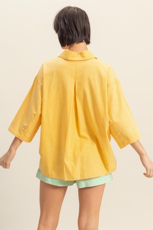 HYFVE Button Down Collared Neck Relaxed Fit Shirt in Sunflower - us.meeeshop