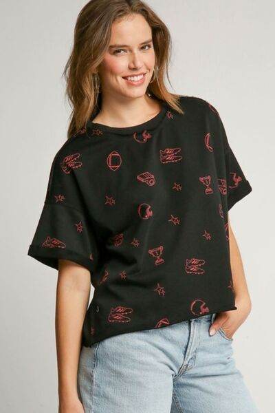 Umgee | Game Day French Terry Graphic Top Plus Size - us.meeeshop