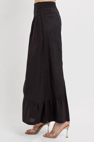 RISEN Shirring Detail Wide Leg Pants - us.meeeshop