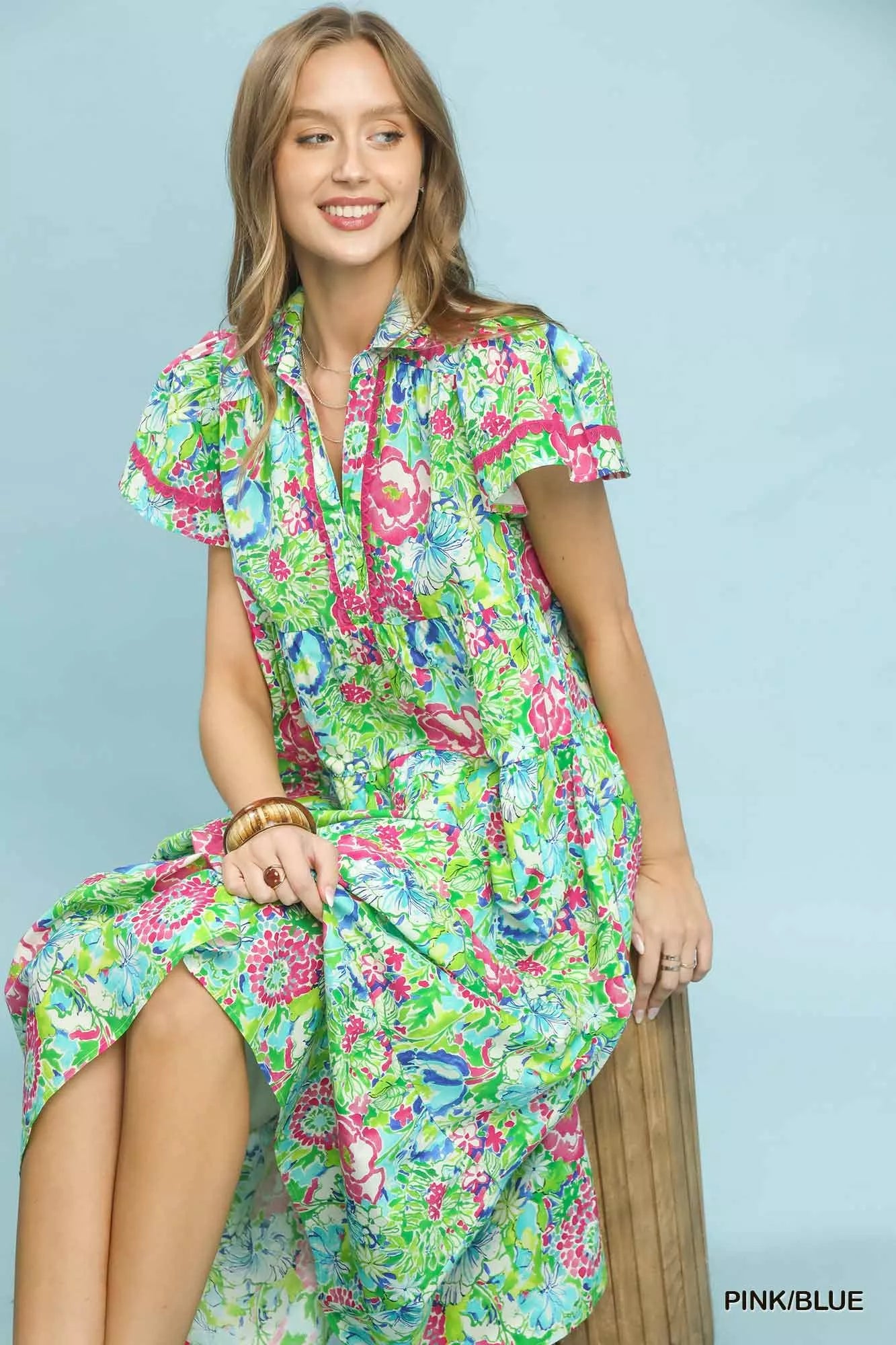 umgee bold mixed Umgee Bold Mixed Floral Tiered Midi Dress view 4 (dress) - shop at us.meeeshop