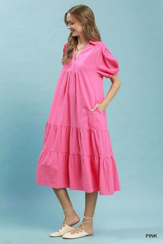 umgee solid tiered Umgee Solid Tiered Midi Dress view 2 (dress) - shop at us.meeeshop