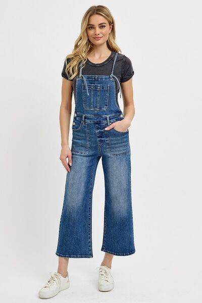 RISEN Knotted Strap Denim Overalls with Pockets Plus Size - us.meeeshop