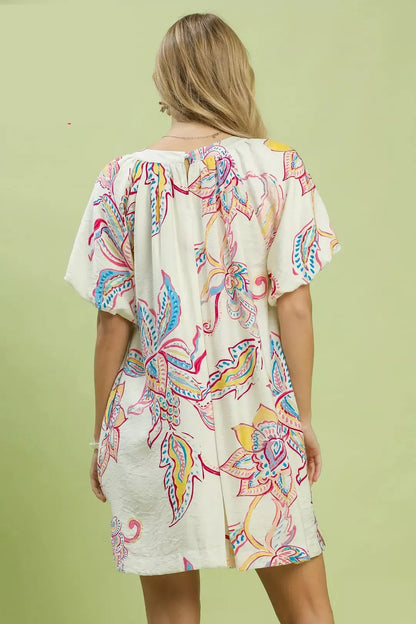 umgee boho floral Umgee Boho Floral Print Mini Dress with Pockets view 4 (dress) - shop at us.meeeshop