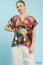Umgee Mix Floral Patchwork Tassel Tie Top