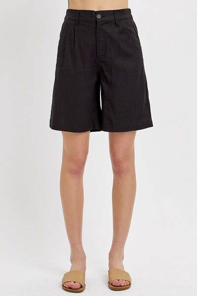 RISEN High Rise Pleated Front Shorts - us.meeeshop