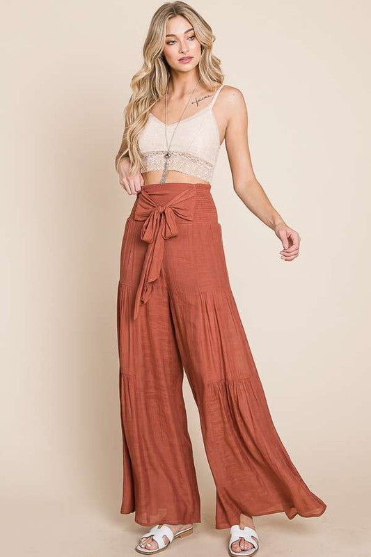 Tie Front Ruched Waist Back Pants | view 10 | Jade By Jane | us.meeeshop