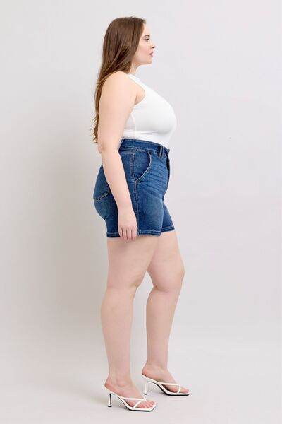 Judy Blue Double Button Waistband Denim Shorts Plus Size - us.meeeshop