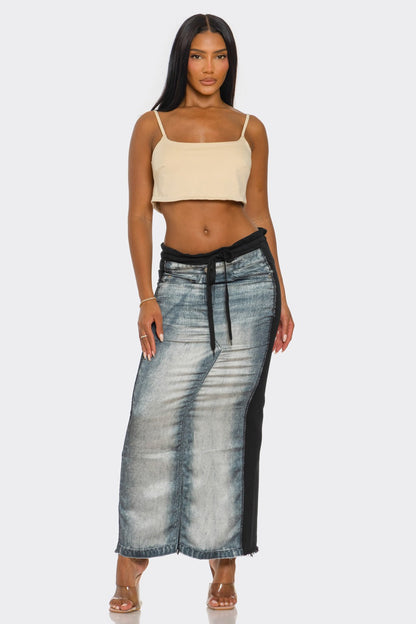 Fade Game Hybrid Denim Maxi Skirt in L view 3 (dress)