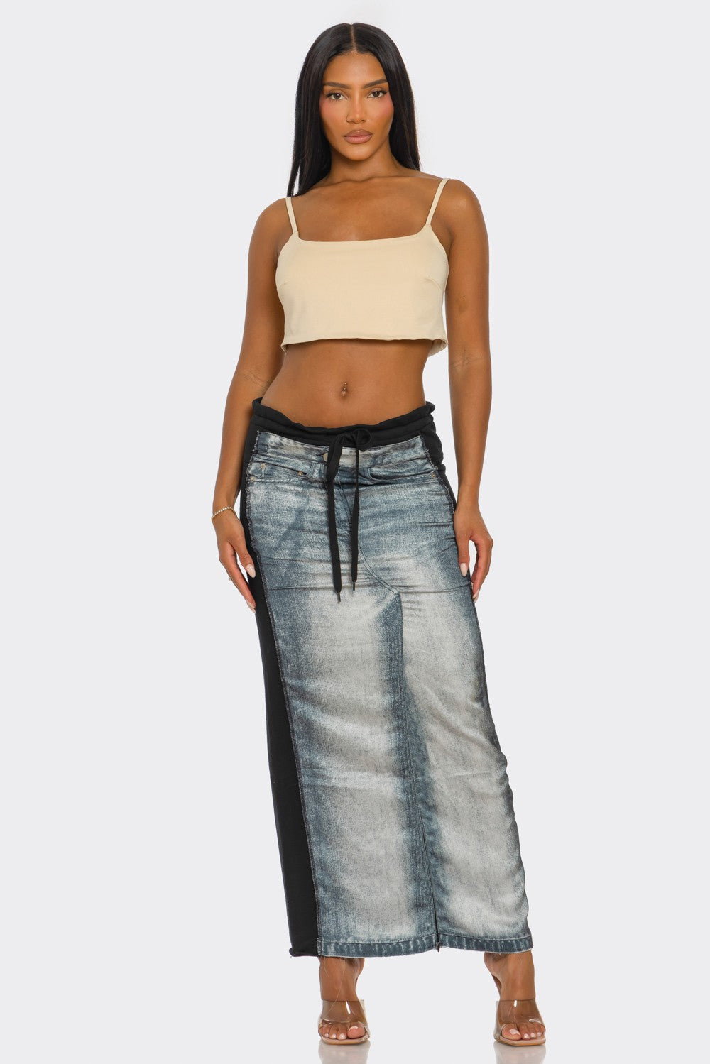 Fade Game Hybrid Denim Maxi Skirt in M view 2 (dress)