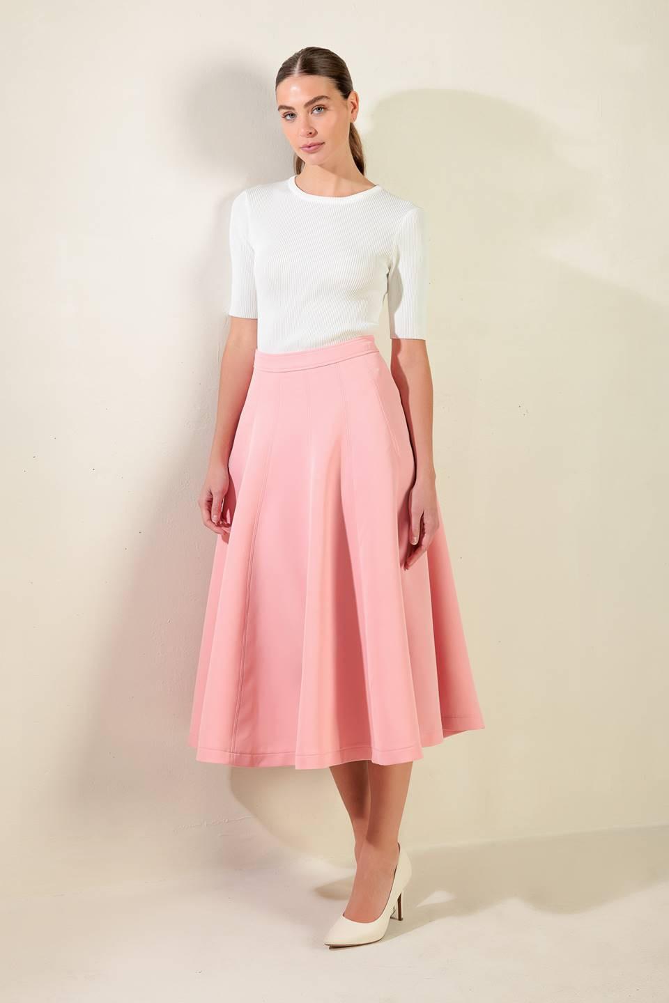 Falling into Bliss Woven Midi Skirt in PINK - Fall Wardrobe Essential - Falling In Skirt (dress)
