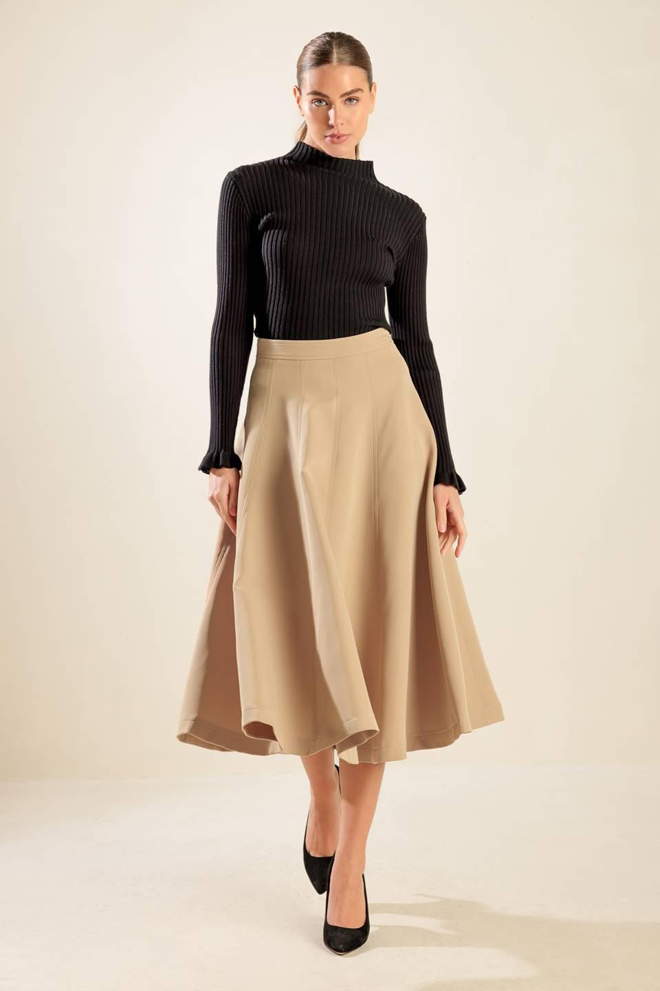 Falling into Bliss Woven Midi Skirt in PINK view 2 - Fall Wardrobe Essential - Falling In Skirt (dress)