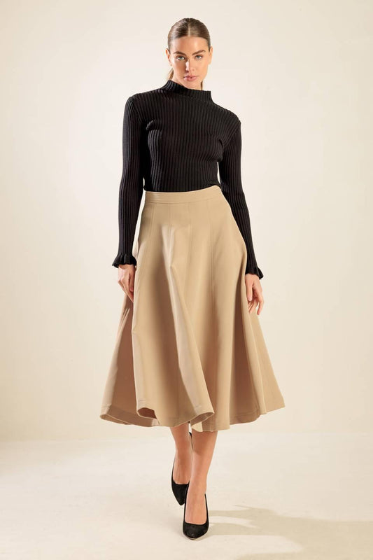 Falling into Bliss Woven Midi Skirt in PINK view 2 - Fall Wardrobe Essential - Falling In Skirt (dress)