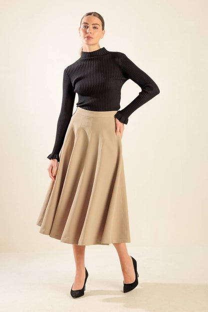 Falling into Bliss Woven Midi Skirt view 9 - Fall Wardrobe Essential - Falling In Skirt (dress)