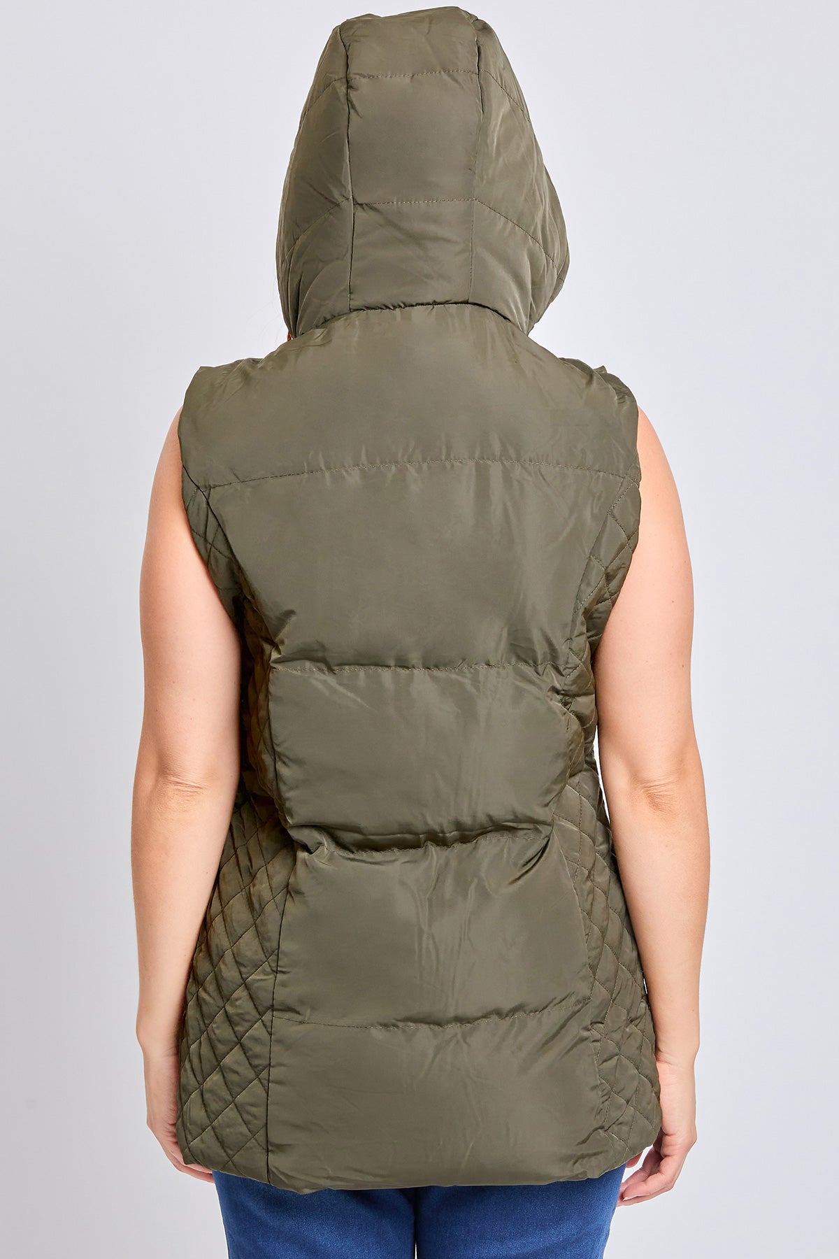 Faux Fur Puffer Vest in Black view 7 - Faux Fur Vest Women (layer)