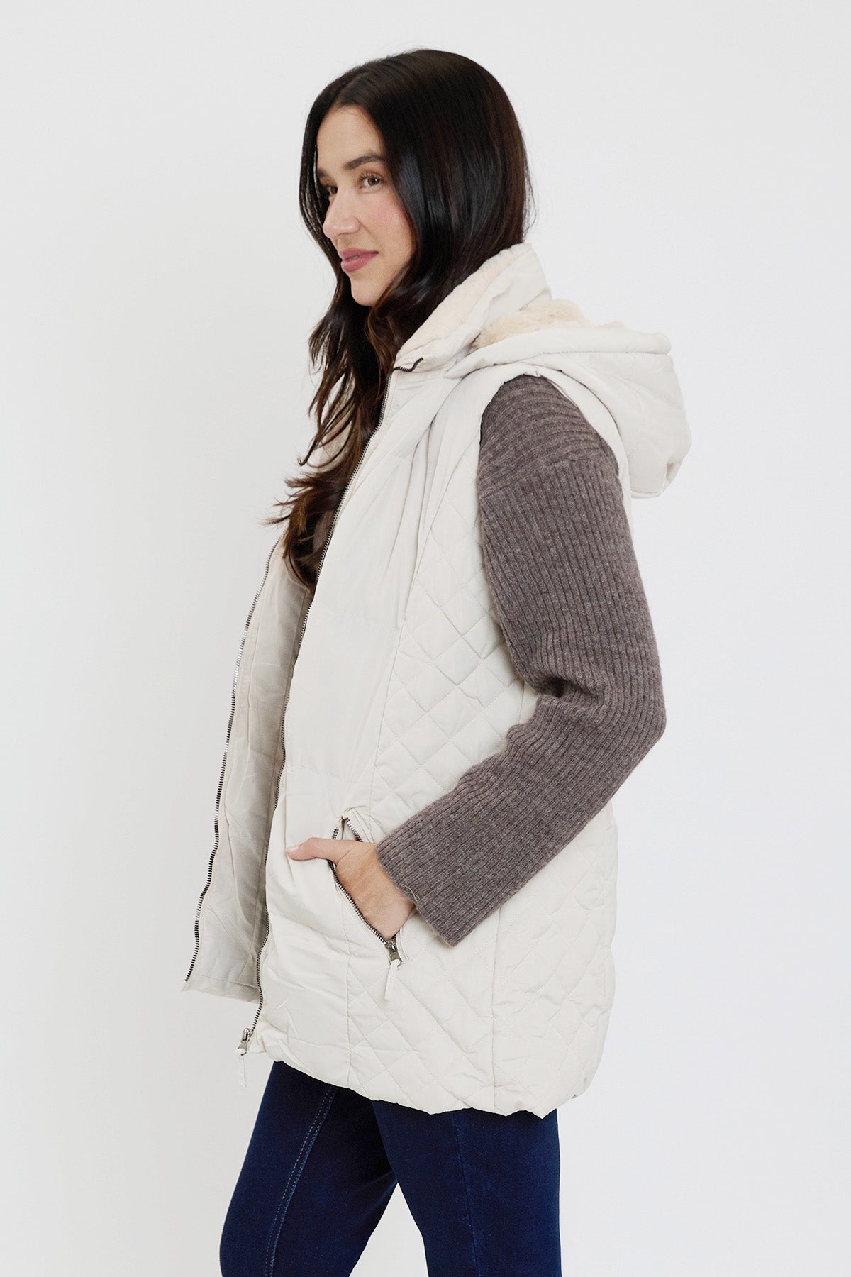 Faux Fur Puffer Vest view 16 - Faux Fur Vest Women (layer)