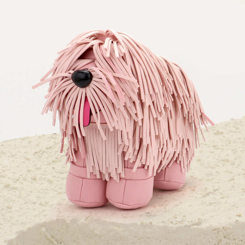 Faux Leather Fringe Dog Crossbody Handbag in Pink view 2 - Faux Leather Crossbody Bag