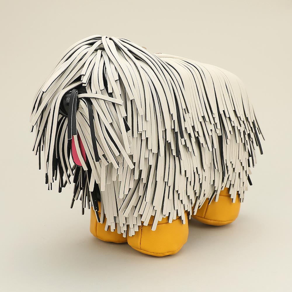 Faux Leather Fringe Dog Crossbody Handbag in White - Faux Leather Crossbody Bag