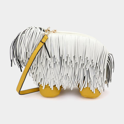 Faux Leather Fringe Dog Crossbody Handbag view 10 - Faux Leather Crossbody Bag