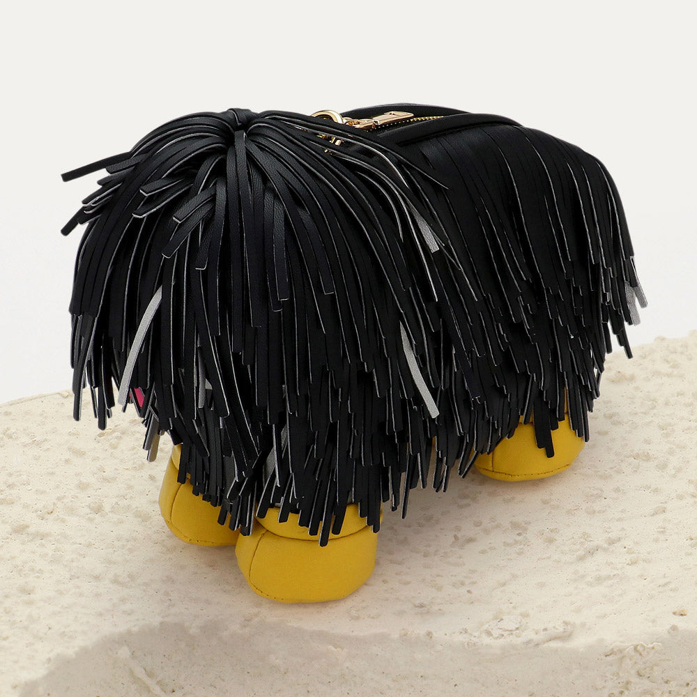 Faux Leather Fringe Dog Crossbody Handbag view 14 - Faux Leather Crossbody Bag