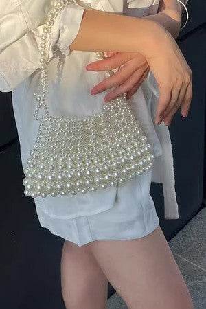 Faux Pearl Braided Shoulder Bag - us.meeeshop