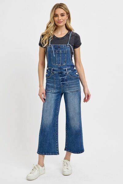 RISEN Knotted Strap Denim Overalls with Pockets Plus Size - us.meeeshop