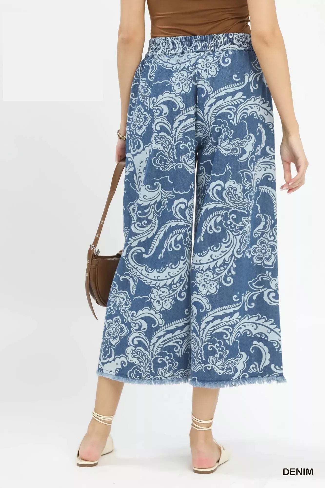 umgee stone wash Umgee Stone Wash Wide Leg Crop Pants view 3 (bottom) - shop at us.meeeshop