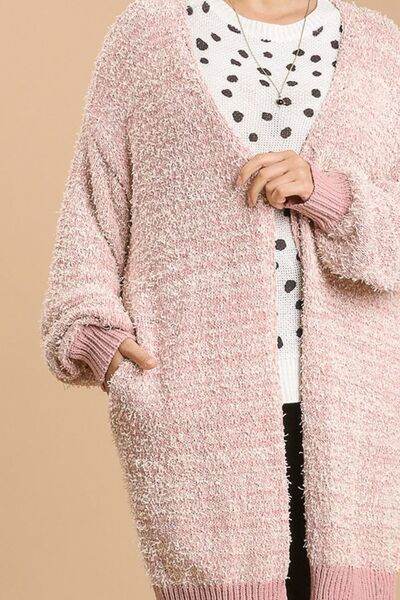 Umgee Ribbed Hem Open Front Longline Cardigan Plus Size - us.meeeshop