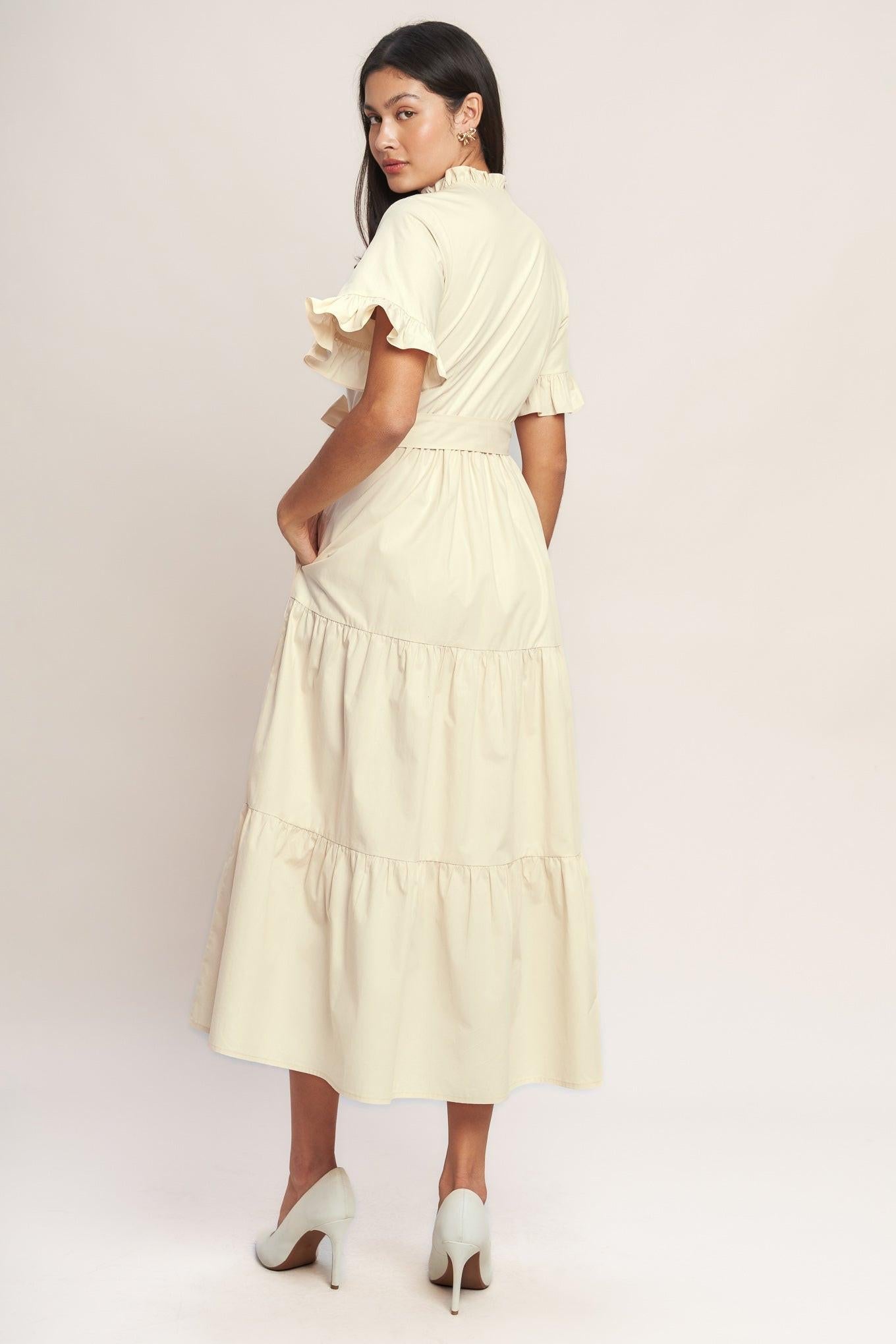 Feels Like a Compliment Woven Midi Dress in ORANGE RED view 10 - Feel Like Dressing Up