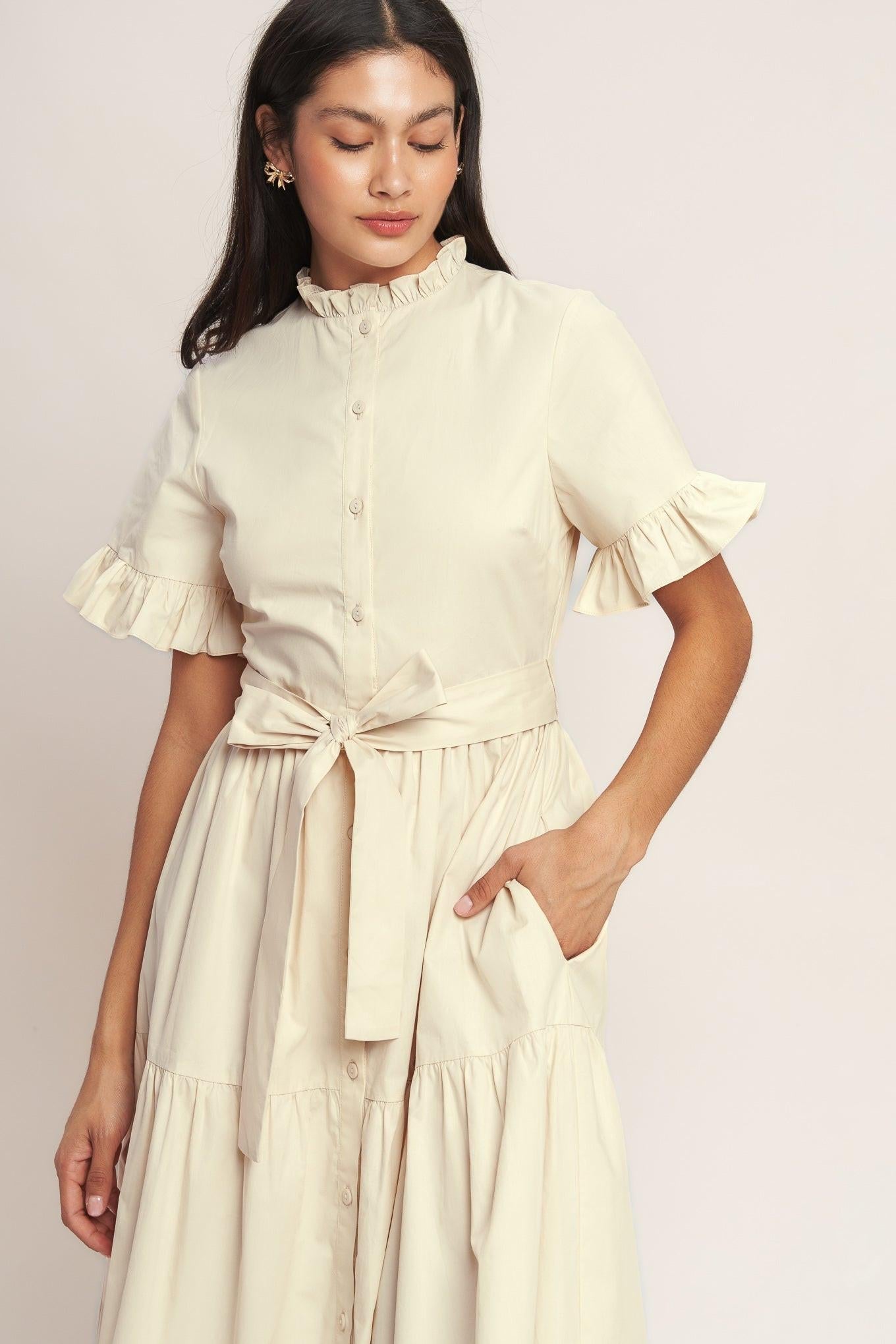 Feels Like a Compliment Woven Midi Dress in ORANGE RED view 8 - Feel Like Dressing Up
