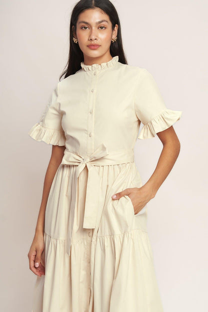 Feels Like a Compliment Woven Midi Dress in ORANGE RED view 9 - Feel Like Dressing Up