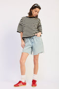 Fenella Top Navy Ivory view 4 (top) - fenella top tiger mist, fenella top - animal swirl, fenella top p - shop at us.meeeshop