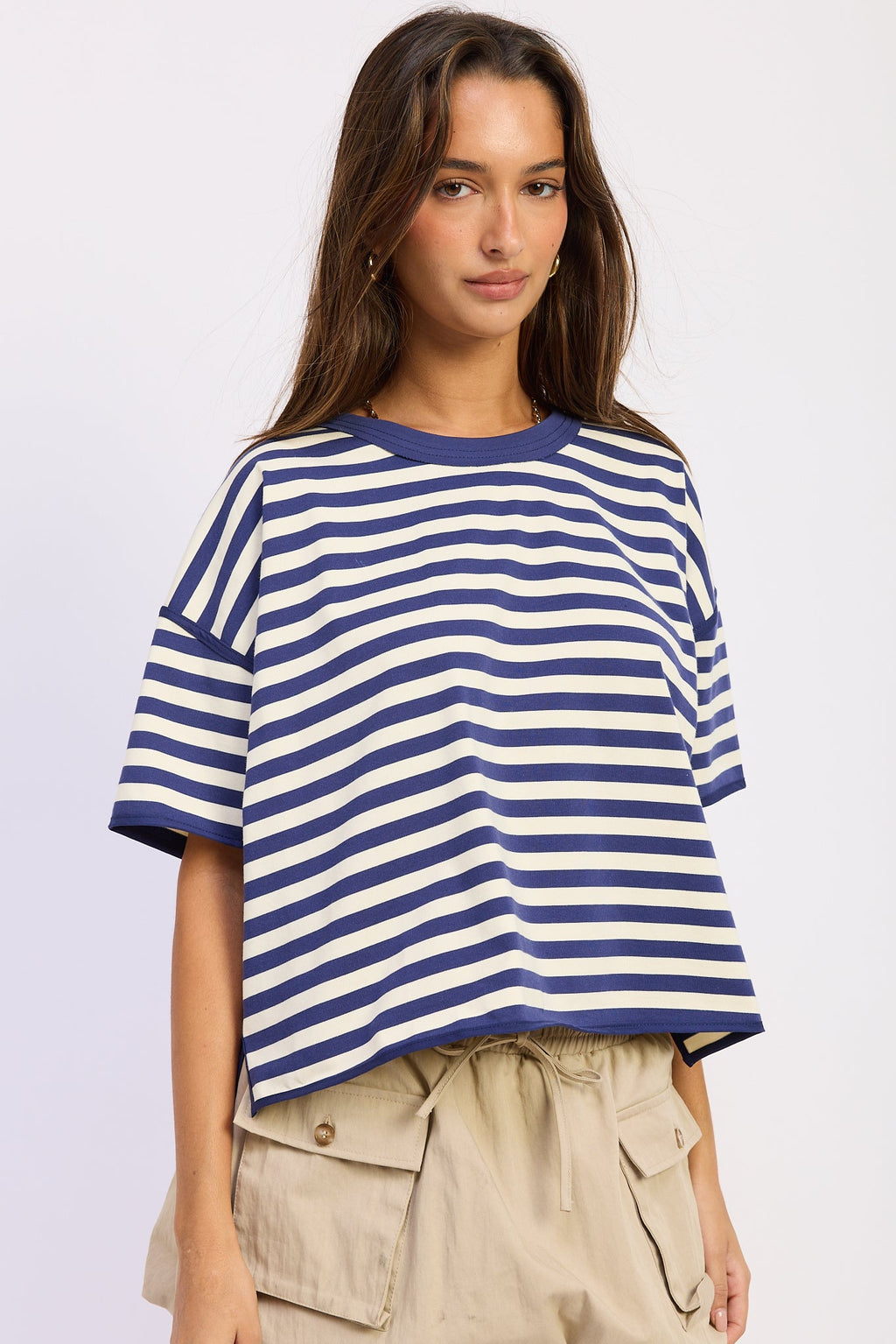 Fenella Top Navy Ivory view 6 (top) - fenella top tiger mist, fenella top - animal swirl, fenella top p - shop at us.meeeshop