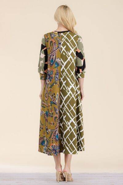 Celeste Paisley Contrast Tent Midi Dress Plus Size - us.meeeshop