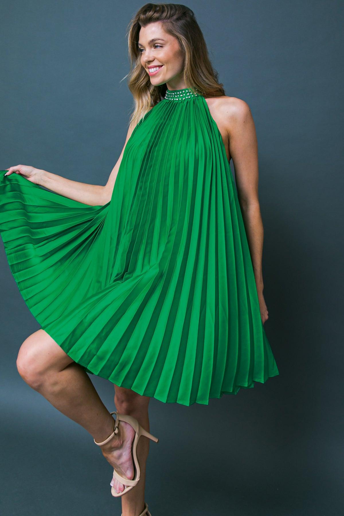 Fiesta Friday Woven Mini Dress in GREEN view 4 - Fiesta Friday Outfit Ideas