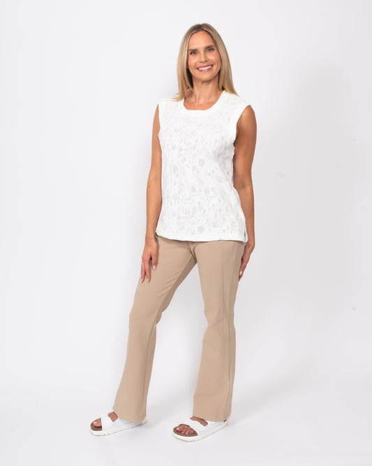 Fine Twill Bootcut Legging in Dark Roast (bottom)