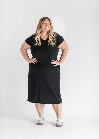 Finley V-neck T-shirt Dress in Black view 18 - Finley Shirt Dress Sale