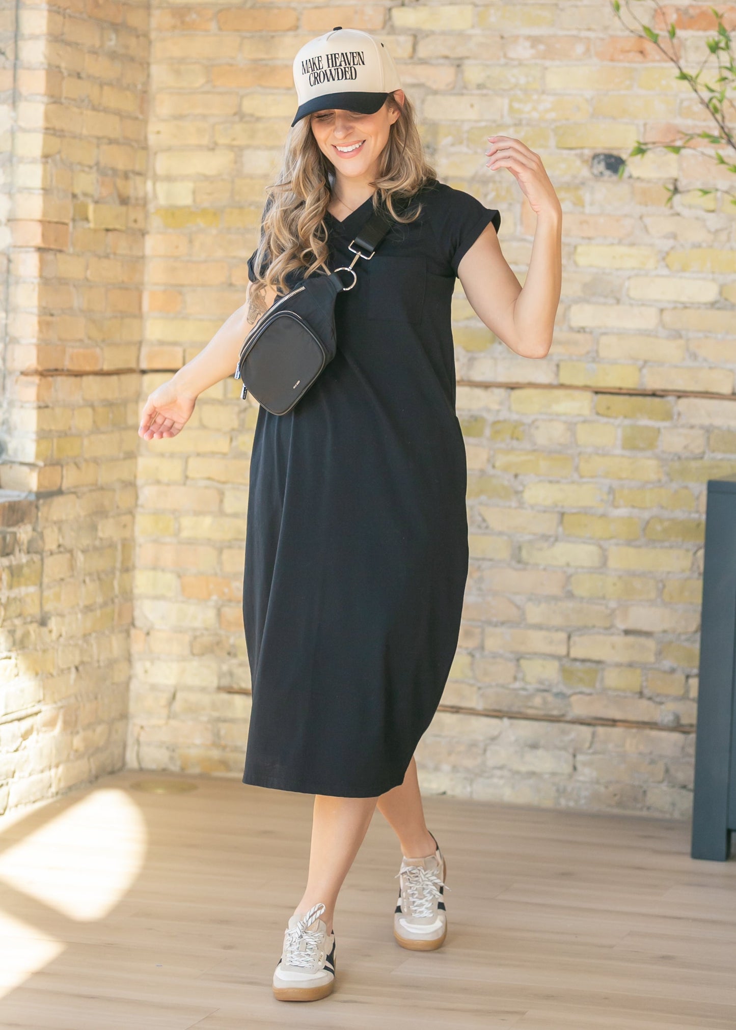 Finley V-neck T-shirt Dress in Mulberry view 3 - Finley Shirt Dress Sale