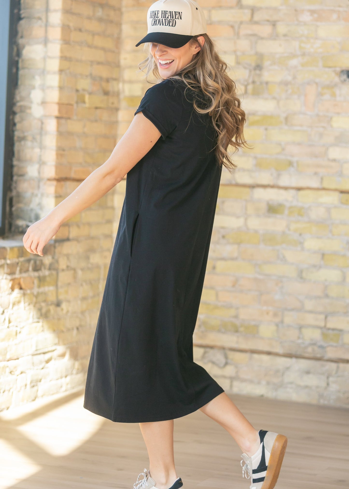 Finley V-neck T-shirt Dress in Mulberry view 7 - Finley Shirt Dress Sale