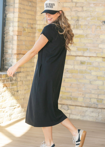 Finley V-neck T-shirt Dress in Mulberry view 7 - Finley Shirt Dress Sale