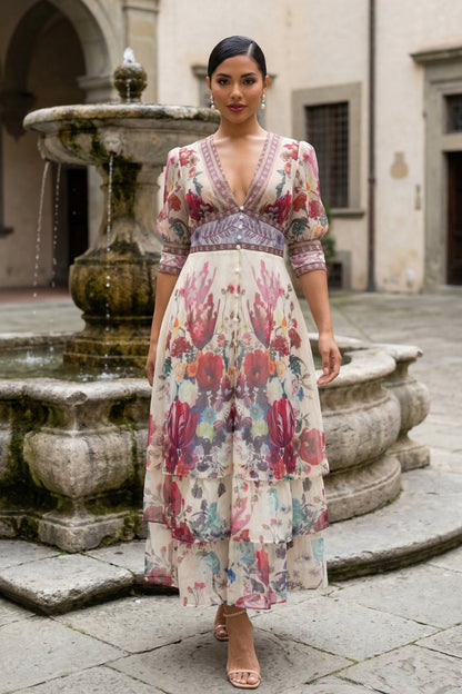 Flora Poeme Tiered Maxi Dress in M view 2 - Flora Porte
