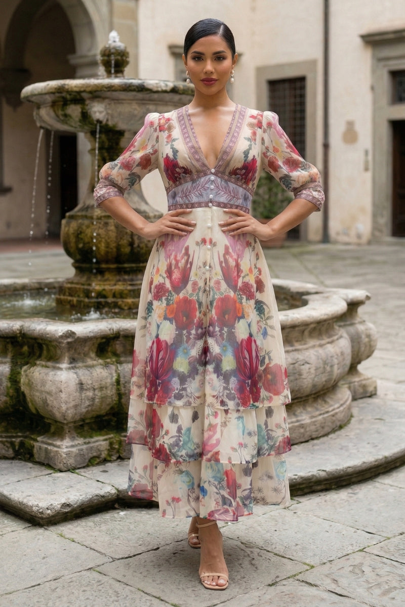 Flora Poeme Tiered Maxi Dress in S - Flora Porte