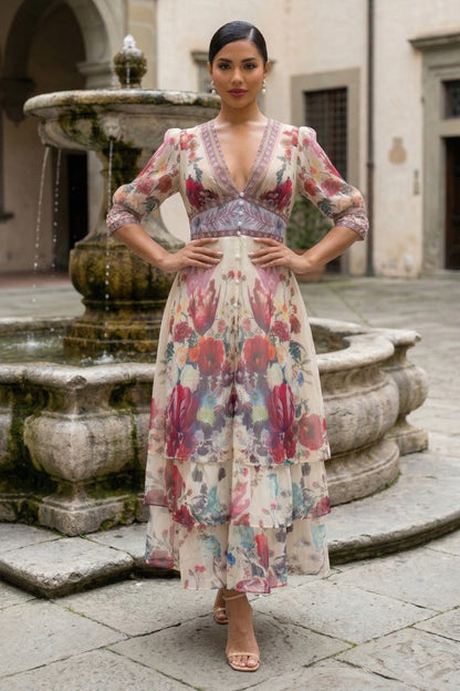 Flora Poeme Tiered Maxi Dress in S - Flora Porte