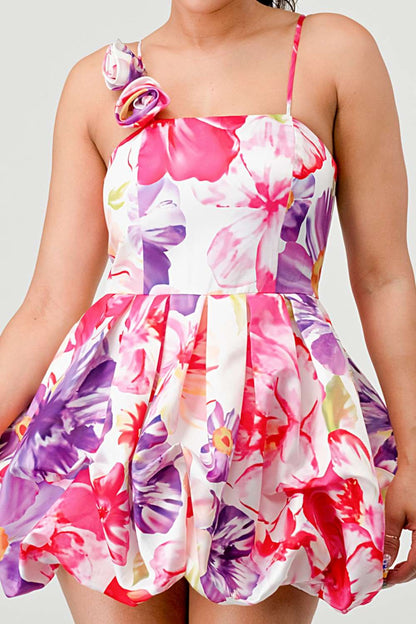 Floral Bubble Mini Dress in Large view 3 - Floral Bubble Dress Women