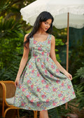 Floral Cats Fit & Flare Dress XS (dress) - floral cat dress, doja cat floral dress, floral cat names - shop at us.meeeshop