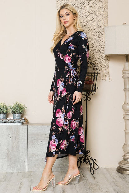Floral Maxi Wrap Dress view 9 - Floral Maxi Dress With Sleeves