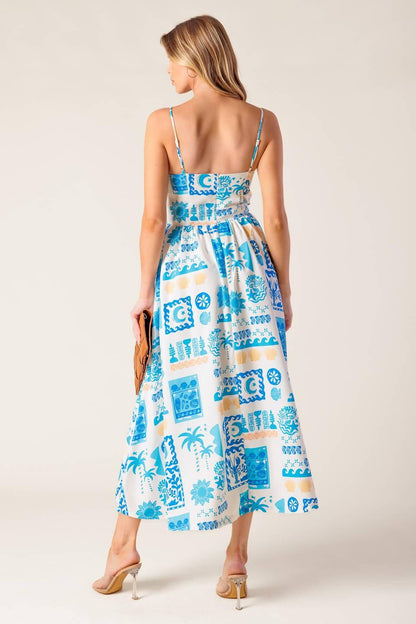 Flower Girl Blue Woven Midi Dress in IVORY BLUE view 6 - Flower Girl Dresses