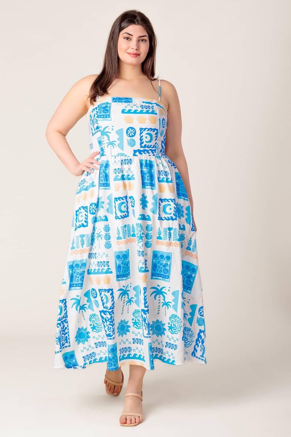 Flower Girl Blue Woven Midi Dress view 14 - Flower Girl Dresses